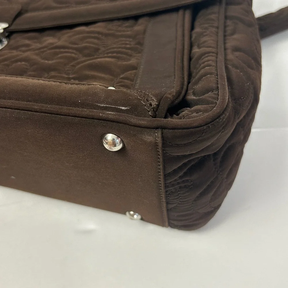 Vera Bradley Brown Quilted Briefcase‎ Messenger Laptop Bag Floral Lining